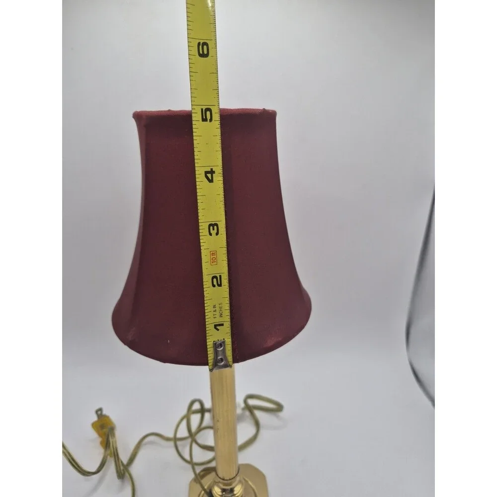Vintage Small Brass Candlestick Lamp w/  Lamp Shade 13